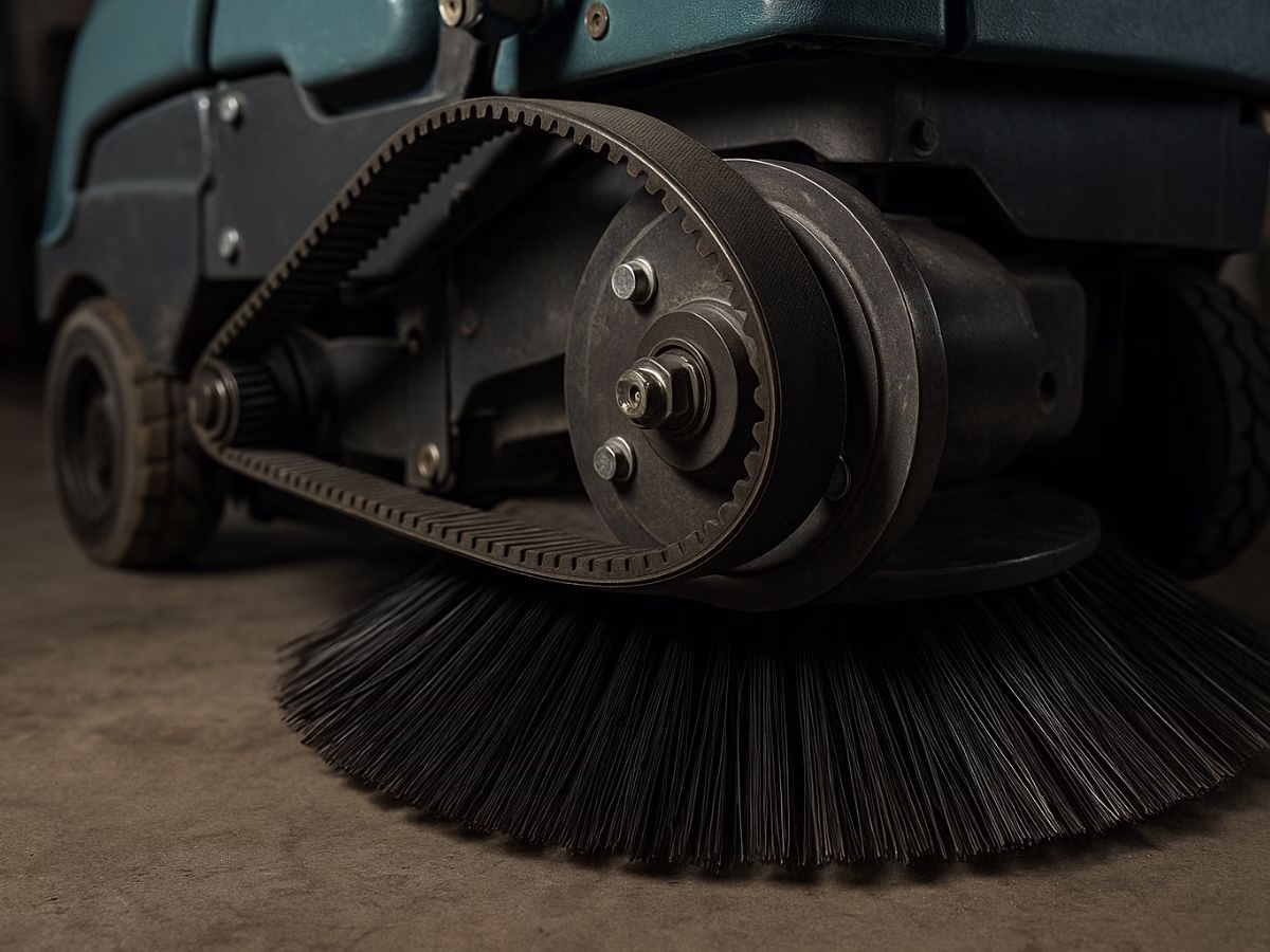 perbaikan ride on sweeper brush tidak berputar