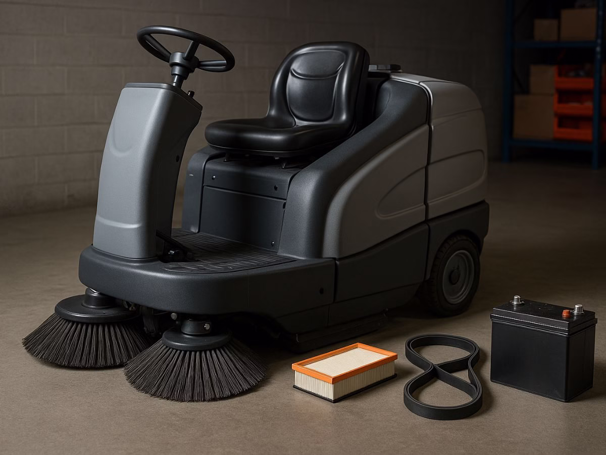 service ride on sweeper ganti sparepart