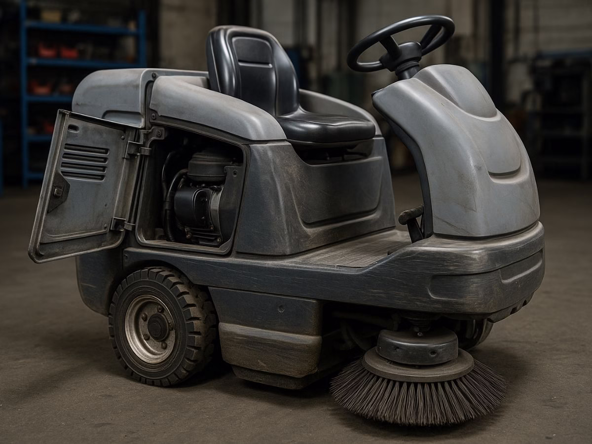 service sweeper ride on mesin tidak bergerak