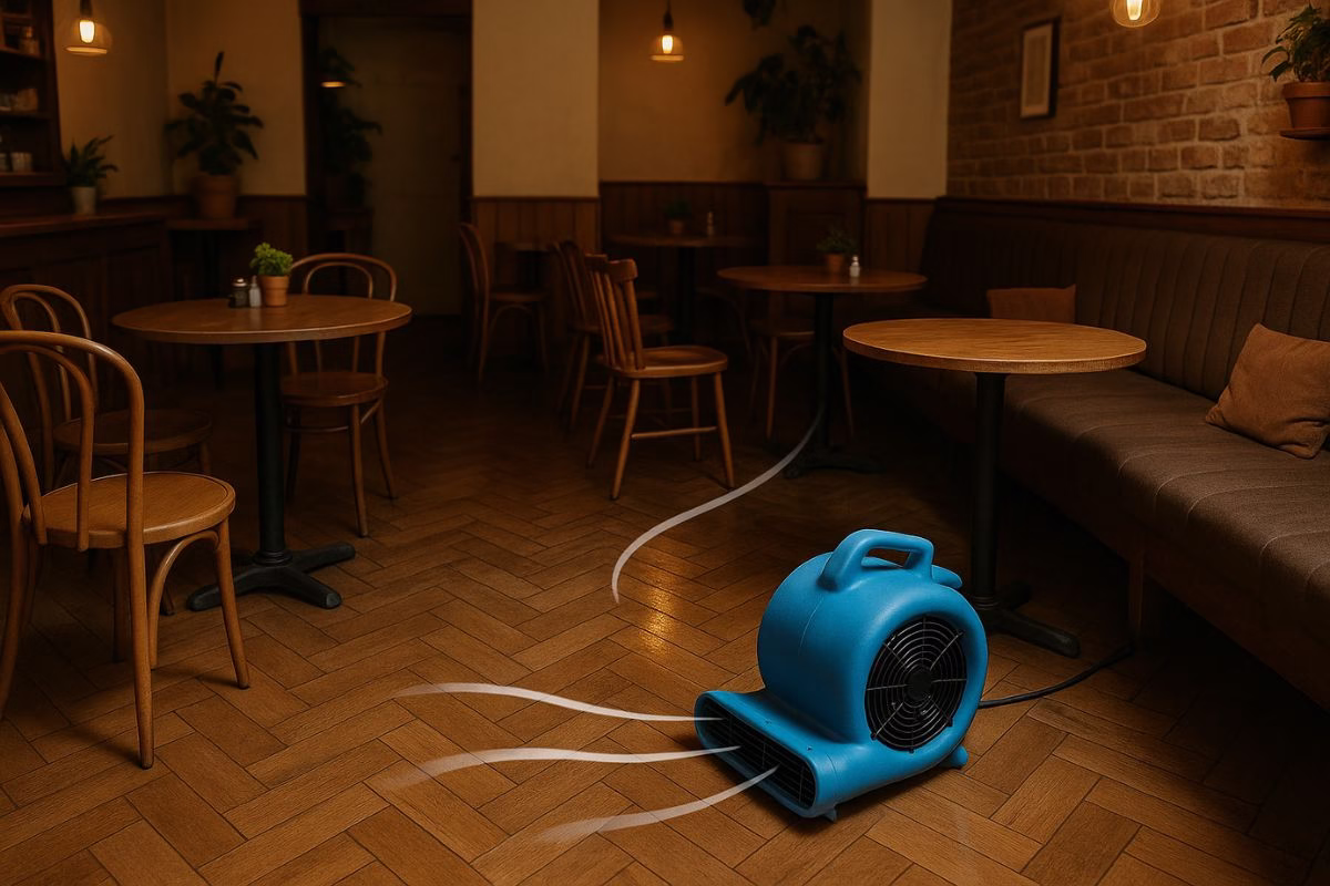 sewa kipas blower karpet restoran atau kafe