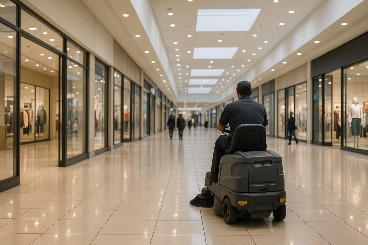 sewa mesin ride on sweeper untuk mall atau pusat perbelanjaan