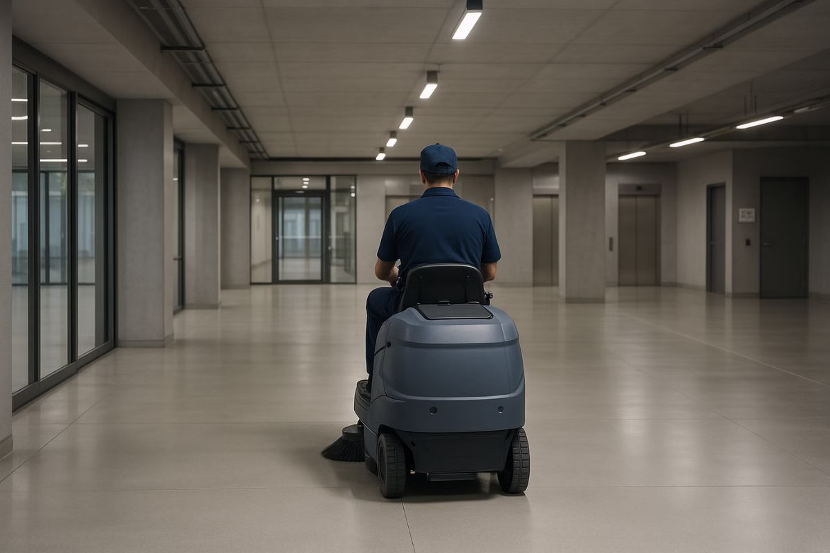 sewa ride on sweeper untuk gedung perkantoran
